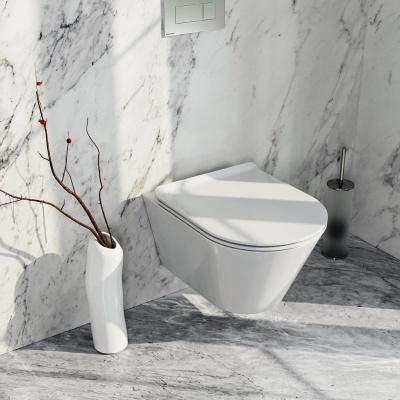 Унитаз Plaza Modern/Плаза Модерн подвесной безободковый, белый глянцевый
