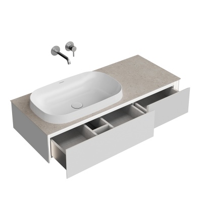 Тумба MAGICA подвесная 120, 2 ящика, утренний серый матовый     