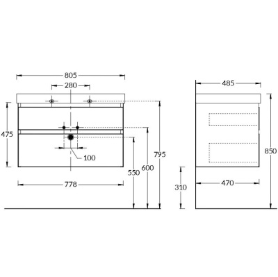 Тумба Cubo/Кубо подвесная с ящиками 80, белая глянцевая Тумба Cubo/Кубо подвесная с ящиками 80, белая глянцевая