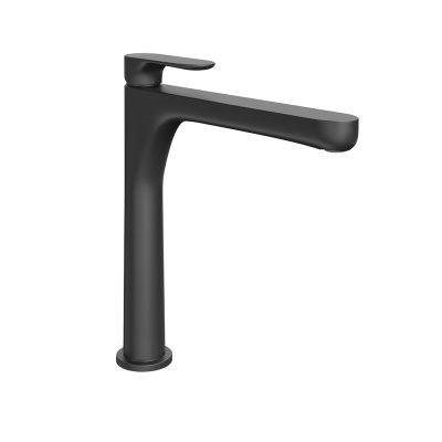 Смеситель для раковины Ole/Оле однорычажный высокий без донного клапана, матовый черный