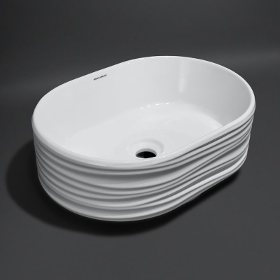 Раковина ARTBASIN Sabbia/АртБейзин Саббья накладная 50, белая глянцевая