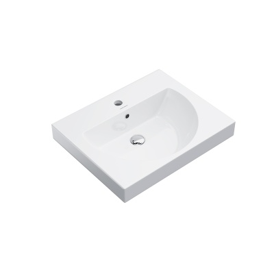 Раковина Buongiorno/Бонджорно подвесная/мебельная 60, белая глянцевая