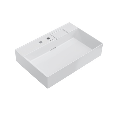 Раковина Logica/Лоджика мебельная\подвесная с двумя отверстиями 70, белая глянцевая