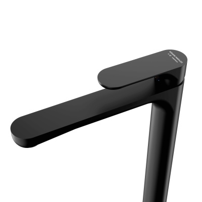 Смеситель для раковины Ole/Оле однорычажный высокий без донного клапана, матовый черный