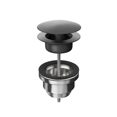 Донный клапан клик-клак для раковины, матовый черный Донный клапан клик-клак для раковины, матовый черный