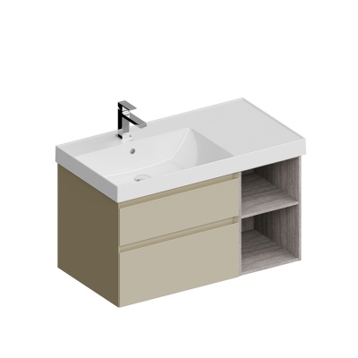 Тумба Cubo/Кубо левая подвесная с ящиками 90, лимо матовая-древесная Тумба Cubo/Кубо левая подвесная с ящиками 90, лимо матовая-древесная