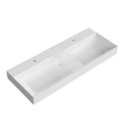 Раковина Grande/Гранде мебельная\подвесная 120, белая глянцевая, два отверстия под смеситель