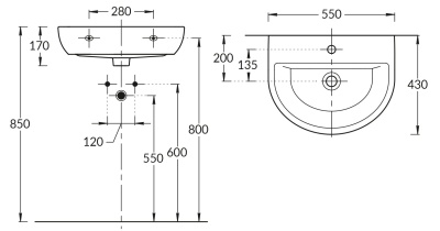 Раковина Buongiorno/Бонджорно подвесная 55, белая глянцевая Раковина Buongiorno/Бонджорно подвесная 55, белая глянцевая