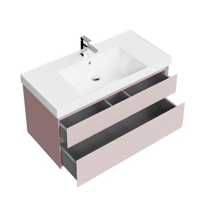 Тумба Cubo/Кубо подвесная с ящиками 100, мальва матовая