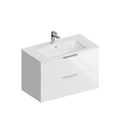 Тумба Piano Forte/Пиано Форте подвесная 85 см, 2 ящика, белый глянцевый