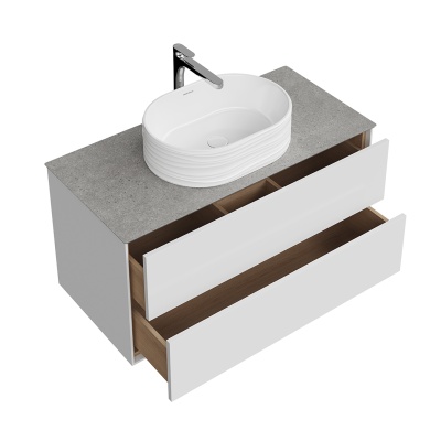 Тумба Plaza Modern/Плаза Модерн подвесная 100 белый 2 ящика