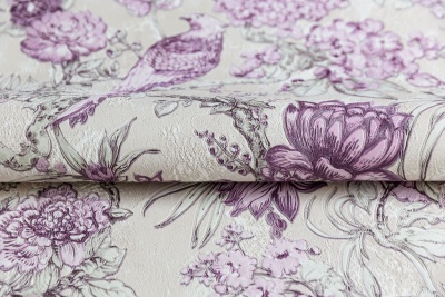 Обои виниловые Азулежу мотив, бежево-фиолетовый