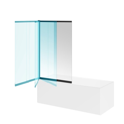 Шторка на ванну Vetro/Ветро, раздвижная/распашная, 100х150, матовый черный