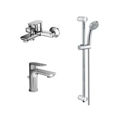 Комплект для ванной комнаты ПИАНО с душевой стойкой, смесителем для ванны и смесителем для раковины, хром глянец Комплект для ванной комнаты ПИАНО с душевой стойкой, смесителем для ванны и смесителем для раковины, хром глянец