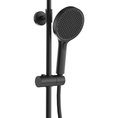 Душевая колонна FONTE на 3 потока с фиксированным изливом и термостатическим смесителем, черный матовый