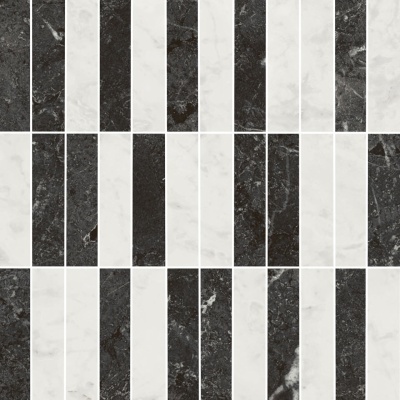Декор Тубкаль мозаичный микс чёрный белый глянцевый обрезной 30x30x0,9 Декор Тубкаль мозаичный микс чёрный белый глянцевый обрезной 30x30x0,9