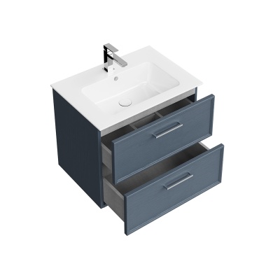 Тумба Piano Classic/Пиано Классик подвесная 65 см, 2 ящика, ясень синий матовый