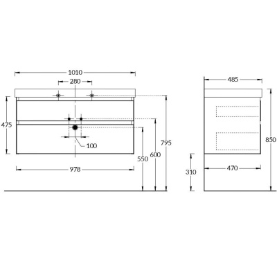 Тумба Cubo/Кубо подвесная с ящиками 100, белая глянцевая Тумба Cubo/Кубо подвесная с ящиками 100, белая глянцевая