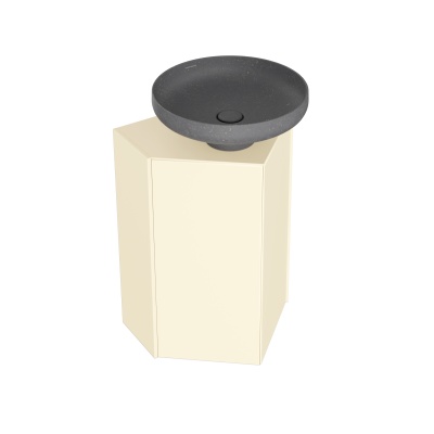 Тумба-модуль CARAVAN под раковину со столешницей без боковин, подвесная 50, push, сливочная матовая