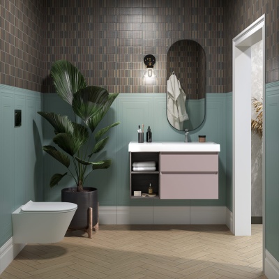 Раковина CUBO правая подвесная\мебельная 90, белая глянцевая