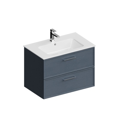 Тумба Piano Classic/Пиано Классик подвесная 75 см, 2 ящика, ясень синий матовый