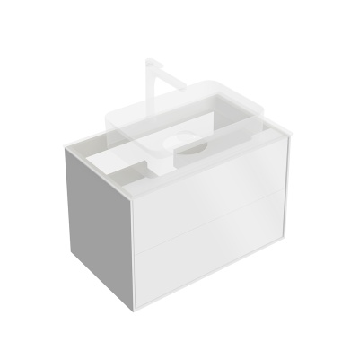 Тумба Plaza Modern/Плаза Модерн подвесная 80, нажимное открывание, 2 ящика, белая матовая Тумба Plaza Modern/Плаза Модерн подвесная 80, нажимное открывание, 2 ящика, белая матовая