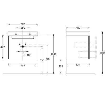 Тумба Buongiorno Plus/Бонджорно Плюс подвесная с ящиками 60, белая глянцевая-дуб Кантри