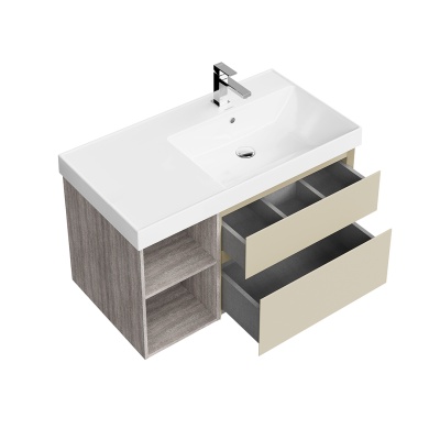 Тумба Cubo/Кубо правая подвесная с ящиками 90, лимо матовая-древесная Тумба Cubo/Кубо правая подвесная с ящиками 90, лимо матовая-древесная