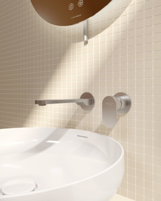 Смеситель для раковины SIARA настенный, с внутренней частью, нержавеющая сталь Смеситель для раковины SIARA настенный, с внутренней частью, нержавеющая сталь