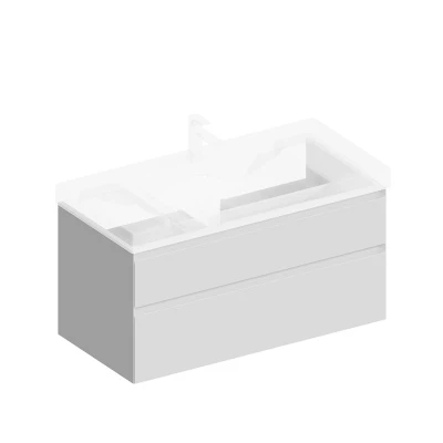 Тумба CUBO подвесная с ящиками 100, белая матовая