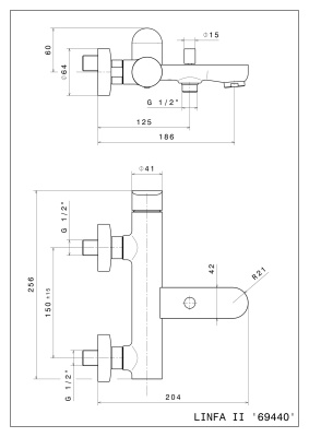 Смеситель для ванны OLE настенный, матовый черный Смеситель для ванны OLE настенный, матовый черный