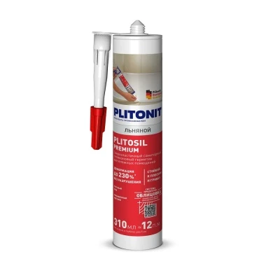 PLITONIT PlitoSil Premium сверхэластичный силиконовый герметик для влажных помещений (льняной) - 310 мл
