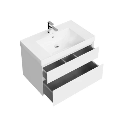 Тумба CUBO подвесная с ящиками 80, белая глянцевая
