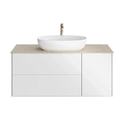 Тумба PLAZA Modern подвесная с ящиками 120, белая