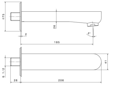 Настенный излив OLE, титановый атласный Настенный излив OLE, титановый атласный