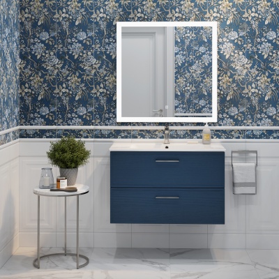 Зеркало с LED-подсветкой 80, белое глянцевое Зеркало с LED-подсветкой 80, белое глянцевое