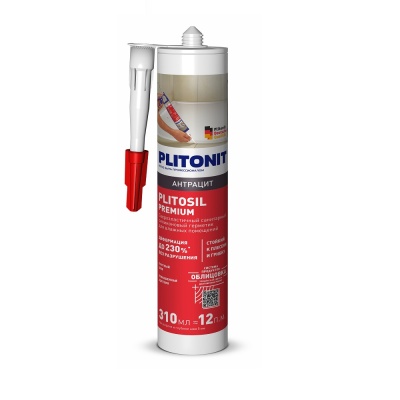 PLITONIT PlitoSil Premium сверхэластичный силиконовый герметик для влажных помещений (антрацит) - 310 мл