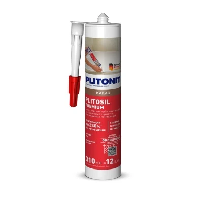 PLITONIT PlitoSil Premium сверхэластичный силиконовый герметик для влажных помещений (какао) - 310 мл