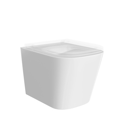 Унитаз CUBO подвесной безободковый с крепежом и сиденьем, белый глянцевый