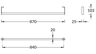 Держатель для полотенец к раковинам LOGICA 90 с крепежом, черный матовый