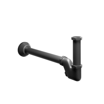 Сифон для раковины с декоративной накладкой, матовый черный