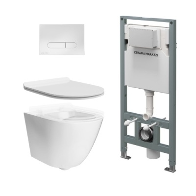 Комплект с подвесным унитазом Sfera, универсальным сиденьем, инсталляцией PRO и кнопкой управления белый глянец Комплект с подвесным унитазом Sfera, универсальным сиденьем, инсталляцией PRO и кнопкой управления белый глянец