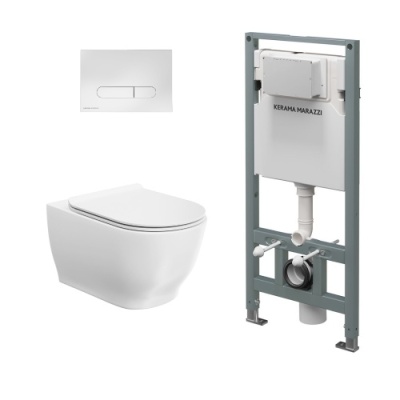 Комплект с подвесным унитазом MODULA, инсталляцией PRO и кнопкой управления белый глянец Комплект с подвесным унитазом MODULA, инсталляцией PRO и кнопкой управления белый глянец