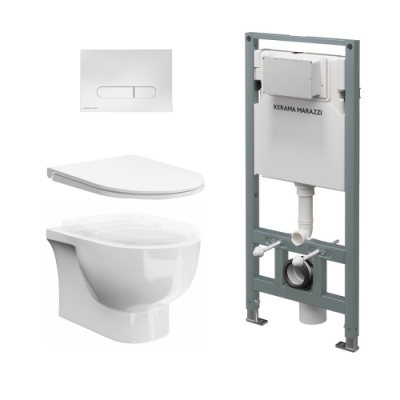 Комплект с подвесным унитазом Buongiorno Pro, инсталляцией PRO и кнопкой управления белый глянец Комплект с подвесным унитазом Buongiorno Pro, инсталляцией PRO и кнопкой управления белый глянец