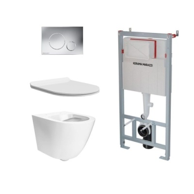 Комплект с подвесным унитазом Sfera, универсальным сиденьем и кнопкой управления хром-глянец (круглая) Комплект с подвесным унитазом Sfera, универсальным сиденьем и кнопкой управления хром-глянец (круглая)