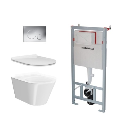 Комплект с подвесным унитазом Plaza Modern и кнопкой управления хром-глянец (круглая) Комплект с подвесным унитазом Plaza Modern и кнопкой управления хром-глянец (круглая)