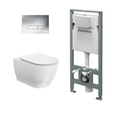 Комплект с подвесным унитазом MODULA, инсталляцией PRO и кнопкой управления хром Комплект с подвесным унитазом MODULA, инсталляцией PRO и кнопкой управления хром
