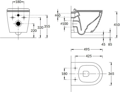 Комплект с подвесным унитазом Sfera, универсальным сиденьем и кнопкой управления хром-глянец (круглая) Комплект с подвесным унитазом Sfera, универсальным сиденьем и кнопкой управления хром-глянец (круглая)