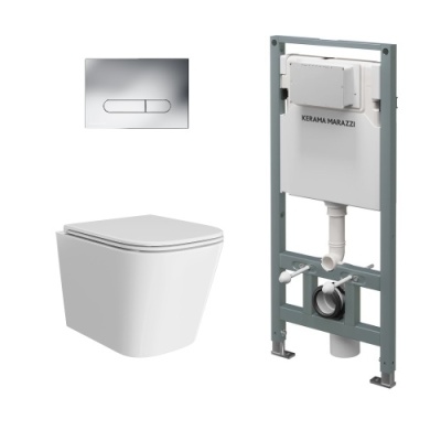 Комплект с подвесным унитазом CUBO, инсталляцией PRO и кнопкой управления хром Комплект с подвесным унитазом CUBO, инсталляцией PRO и кнопкой управления хром