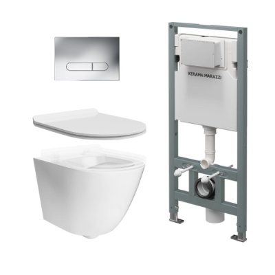 Комплект с подвесным унитазом Sfera, универсальным сиденьем, инсталляцией PRO и кнопкой управления хром Комплект с подвесным унитазом Sfera, универсальным сиденьем, инсталляцией PRO и кнопкой управления хром
